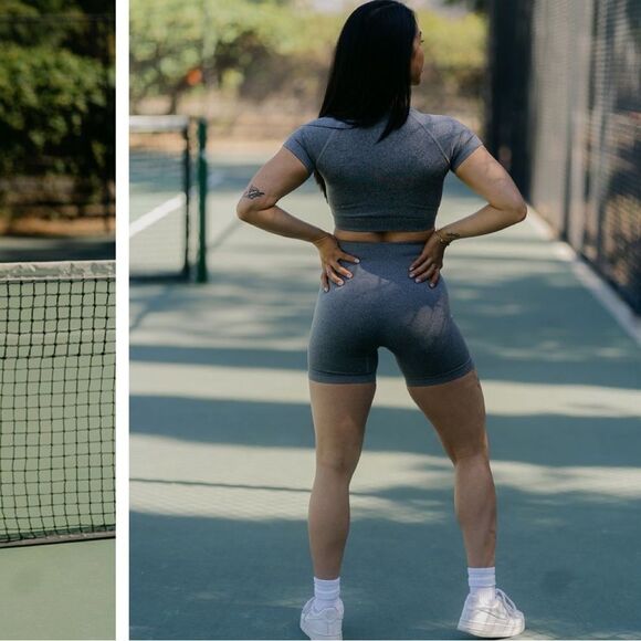 Gray short biker shorts - Picture 2 of 7